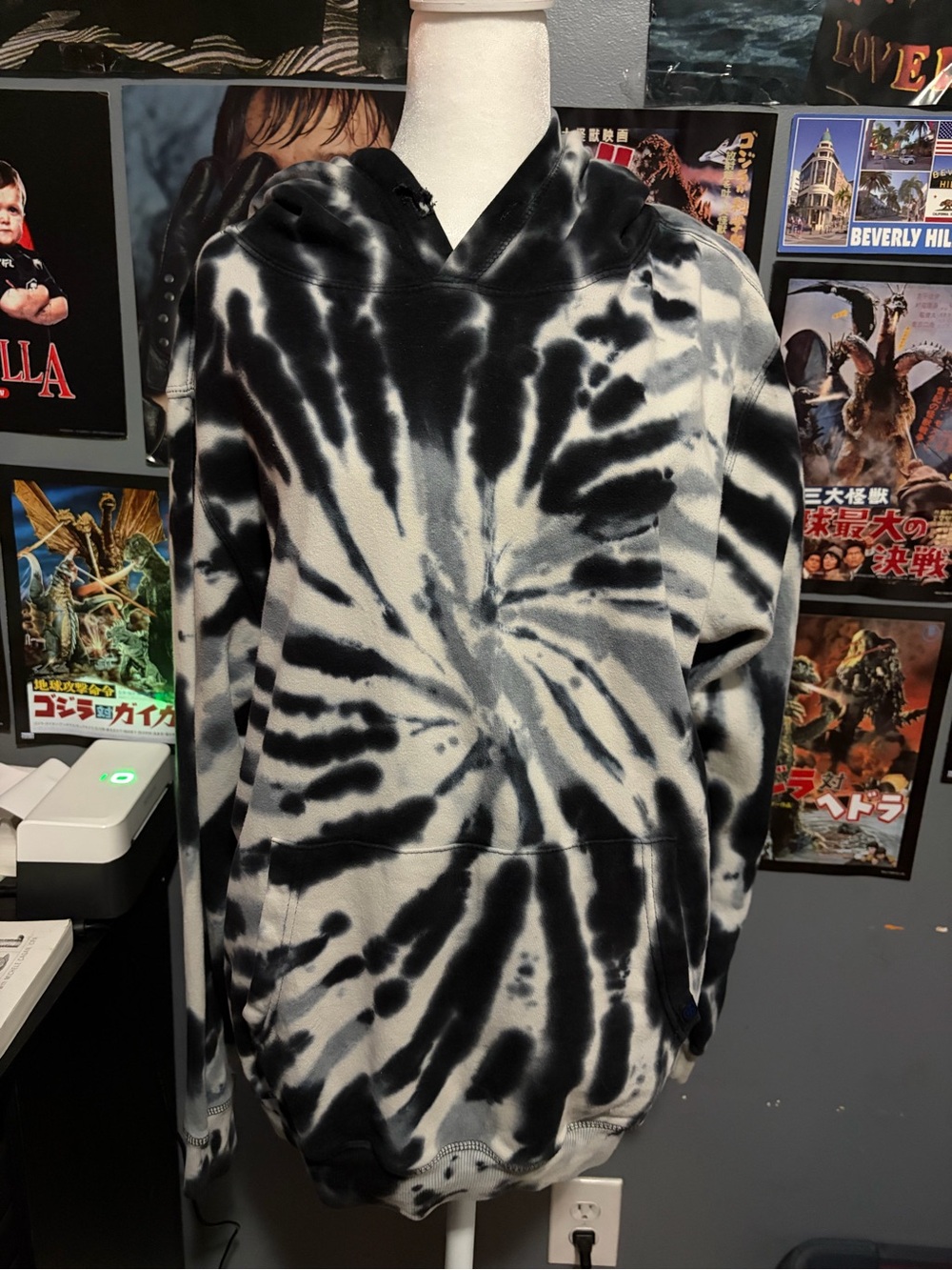 Tie-Dye Black & White Pullover Hoodie